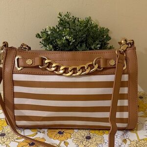 Emma Fox Brown and Cream Striped women’s Crossbody Bag